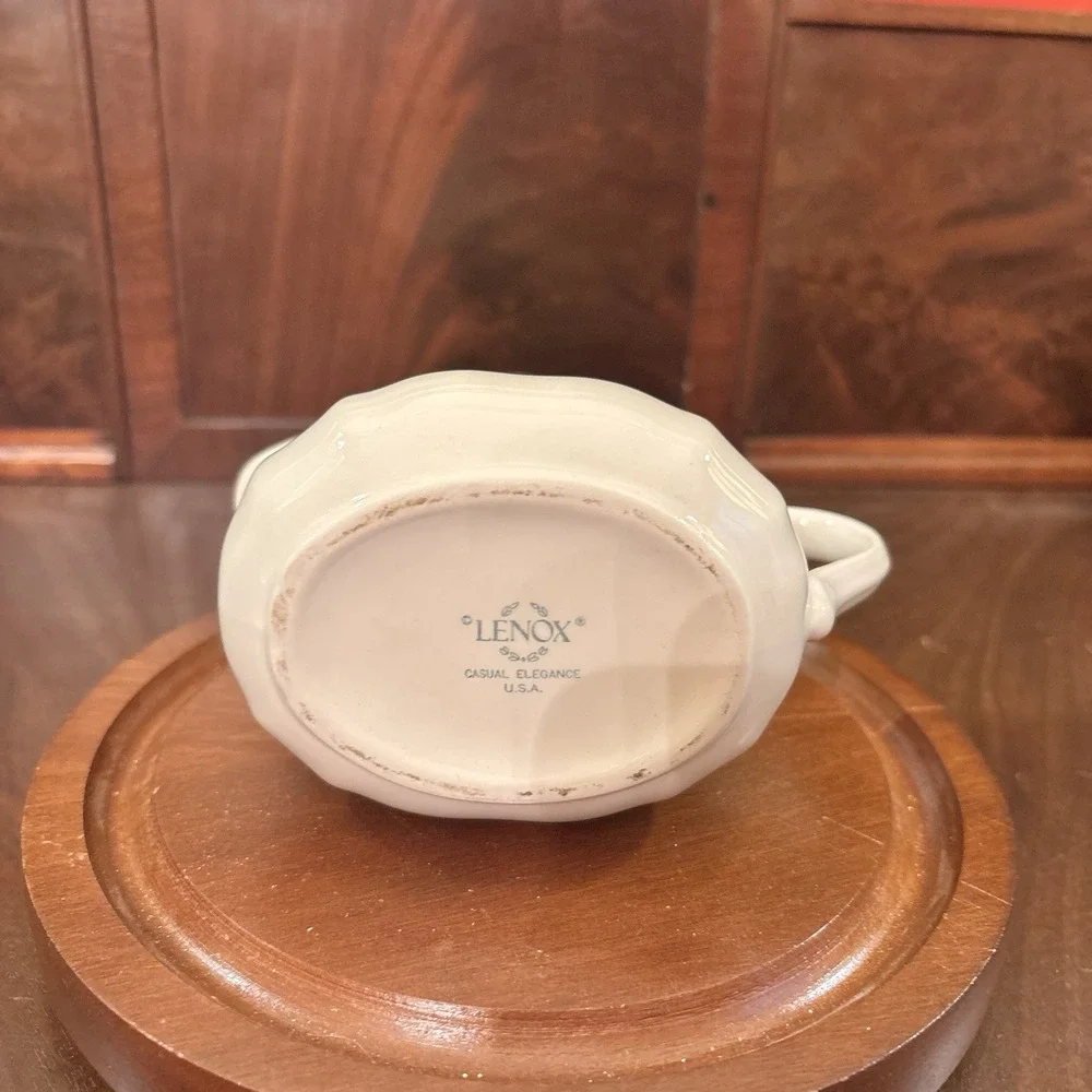 Vintage Lenox Casual Elegance Creamer Pitcher Ivory China Scalloped Rim USA